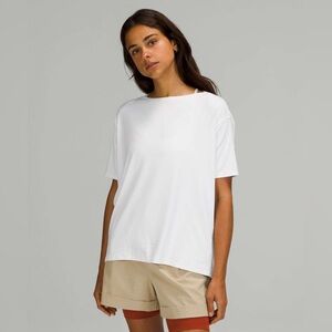 Lululemon Back In Action Short Sleeve Nulu in White, size 8/10